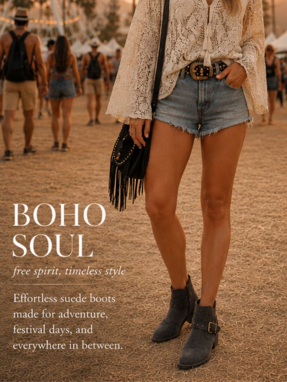 See By Chloé Suede Harness Ankle Boots EU 38.5 Boho Festival Moto Chic